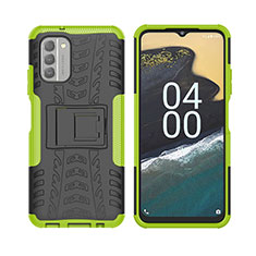 Custodia Silicone e Plastica Opaca Cover con Supporto JX2 per Nokia G400 5G Verde