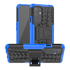 Custodia Silicone e Plastica Opaca Cover con Supporto JX2 per OnePlus 9 5G Blu