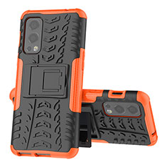 Custodia Silicone e Plastica Opaca Cover con Supporto JX2 per OnePlus Nord 2 5G Arancione