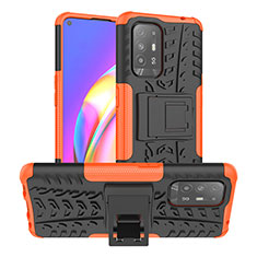 Custodia Silicone e Plastica Opaca Cover con Supporto JX2 per Oppo A94 5G Arancione