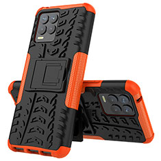 Custodia Silicone e Plastica Opaca Cover con Supporto JX2 per Realme 8 4G Arancione