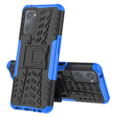 Custodia Silicone e Plastica Opaca Cover con Supporto JX2 per Realme 9i 4G Blu