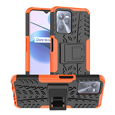 Custodia Silicone e Plastica Opaca Cover con Supporto JX2 per Realme C35 Arancione