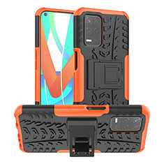 Custodia Silicone e Plastica Opaca Cover con Supporto JX2 per Realme Narzo 30 5G Arancione