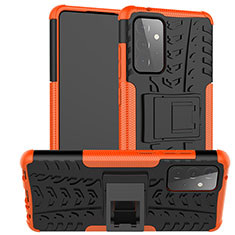 Custodia Silicone e Plastica Opaca Cover con Supporto JX2 per Samsung Galaxy A72 5G Arancione