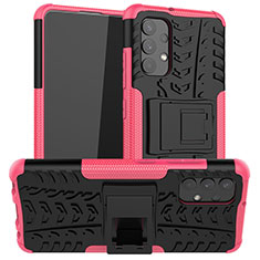 Custodia Silicone e Plastica Opaca Cover con Supporto JX2 per Samsung Galaxy M32 5G Rosa Caldo