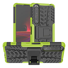 Custodia Silicone e Plastica Opaca Cover con Supporto JX2 per Sony Xperia 1 III Verde
