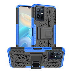 Custodia Silicone e Plastica Opaca Cover con Supporto JX2 per Vivo iQOO Z6 5G Blu