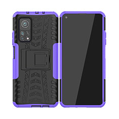 Custodia Silicone e Plastica Opaca Cover con Supporto JX2 per Xiaomi Mi 10T 5G Viola