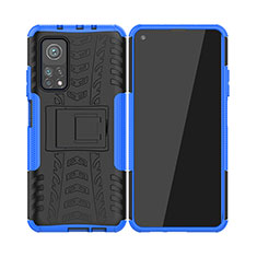 Custodia Silicone e Plastica Opaca Cover con Supporto JX2 per Xiaomi Mi 10T Pro 5G Blu