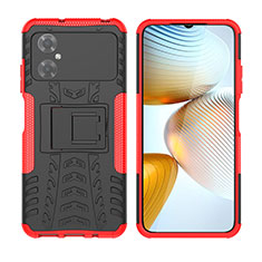 Custodia Silicone e Plastica Opaca Cover con Supporto JX2 per Xiaomi Poco M4 5G Rosso