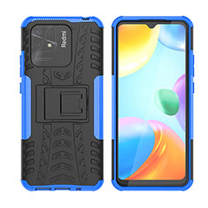 Custodia Silicone e Plastica Opaca Cover con Supporto JX2 per Xiaomi Redmi 10 India Blu