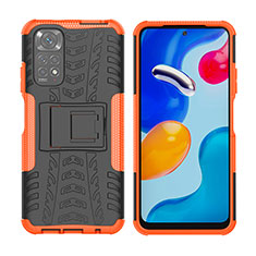 Custodia Silicone e Plastica Opaca Cover con Supporto JX2 per Xiaomi Redmi Note 11 4G (2022) Arancione