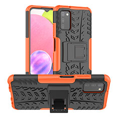 Custodia Silicone e Plastica Opaca Cover con Supporto JX3 per Samsung Galaxy A03s Arancione