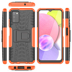 Custodia Silicone e Plastica Opaca Cover con Supporto JX5 per Samsung Galaxy A02s Arancione