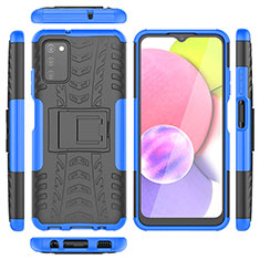 Custodia Silicone e Plastica Opaca Cover con Supporto JX5 per Samsung Galaxy A02s Blu