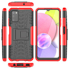 Custodia Silicone e Plastica Opaca Cover con Supporto JX5 per Samsung Galaxy A02s Rosso