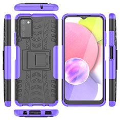 Custodia Silicone e Plastica Opaca Cover con Supporto JX5 per Samsung Galaxy A02s Viola