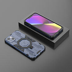 Custodia Silicone e Plastica Opaca Cover con Supporto K01C per Apple iPhone 14 Plus Blu