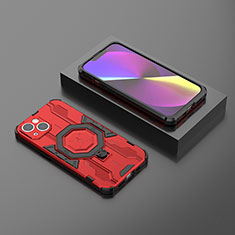 Custodia Silicone e Plastica Opaca Cover con Supporto K01C per Apple iPhone 14 Plus Rosso