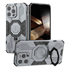 Custodia Silicone e Plastica Opaca Cover con Supporto K01C per Apple iPhone 14 Pro Grigio