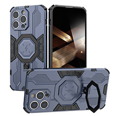 Custodia Silicone e Plastica Opaca Cover con Supporto K01C per Apple iPhone 14 Pro Max Blu