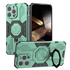 Custodia Silicone e Plastica Opaca Cover con Supporto K01C per Apple iPhone 14 Pro Verde