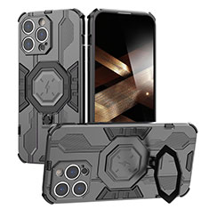 Custodia Silicone e Plastica Opaca Cover con Supporto K01C per Apple iPhone 15 Pro Max Nero