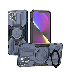 Custodia Silicone e Plastica Opaca Cover con Supporto K02C per Apple iPhone 14 Blu