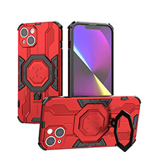 Custodia Silicone e Plastica Opaca Cover con Supporto K02C per Apple iPhone 14 Rosso