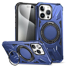 Custodia Silicone e Plastica Opaca Cover con Supporto K02C per Apple iPhone 15 Pro Blu