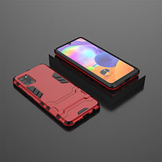Custodia Silicone e Plastica Opaca Cover con Supporto KC1 per Samsung Galaxy A31 Rosso