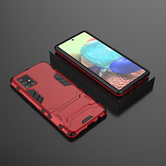 Custodia Silicone e Plastica Opaca Cover con Supporto KC1 per Samsung Galaxy A71 4G A715 Rosso