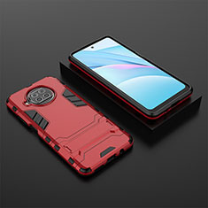 Custodia Silicone e Plastica Opaca Cover con Supporto KC1 per Xiaomi Mi 10i 5G Rosso