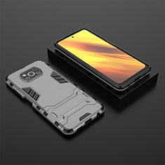 Custodia Silicone e Plastica Opaca Cover con Supporto KC1 per Xiaomi Poco X3 NFC Grigio