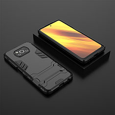 Custodia Silicone e Plastica Opaca Cover con Supporto KC1 per Xiaomi Poco X3 NFC Nero