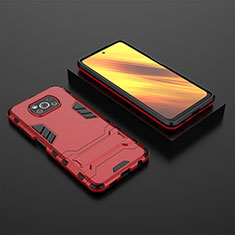 Custodia Silicone e Plastica Opaca Cover con Supporto KC1 per Xiaomi Poco X3 Pro Rosso