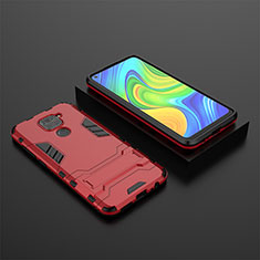 Custodia Silicone e Plastica Opaca Cover con Supporto KC1 per Xiaomi Redmi Note 9 Rosso