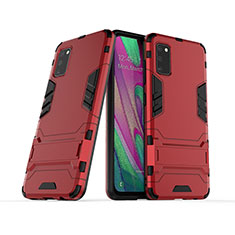 Custodia Silicone e Plastica Opaca Cover con Supporto KC2 per Samsung Galaxy A41 Rosso