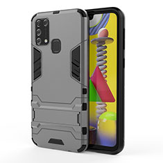 Custodia Silicone e Plastica Opaca Cover con Supporto KC2 per Samsung Galaxy M21s Grigio