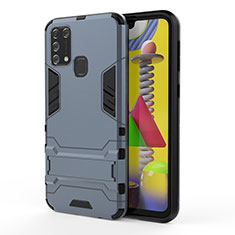 Custodia Silicone e Plastica Opaca Cover con Supporto KC2 per Samsung Galaxy M31 Prime Edition Blu