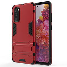 Custodia Silicone e Plastica Opaca Cover con Supporto KC2 per Samsung Galaxy S20 FE (2022) 5G Rosso