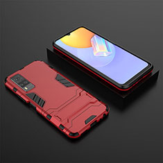 Custodia Silicone e Plastica Opaca Cover con Supporto KC2 per Vivo Y53s NFC Rosso