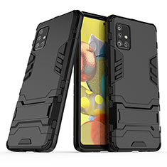 Custodia Silicone e Plastica Opaca Cover con Supporto KC3 per Samsung Galaxy A51 4G Nero