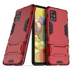Custodia Silicone e Plastica Opaca Cover con Supporto KC3 per Samsung Galaxy A51 4G Rosso