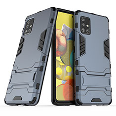 Custodia Silicone e Plastica Opaca Cover con Supporto KC3 per Samsung Galaxy A51 5G Blu