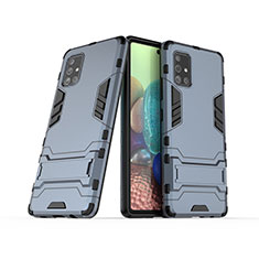 Custodia Silicone e Plastica Opaca Cover con Supporto KC3 per Samsung Galaxy A71 4G A715 Blu