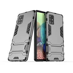 Custodia Silicone e Plastica Opaca Cover con Supporto KC3 per Samsung Galaxy A71 4G A715 Grigio