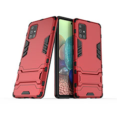 Custodia Silicone e Plastica Opaca Cover con Supporto KC3 per Samsung Galaxy A71 4G A715 Rosso