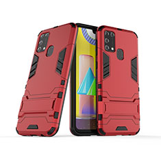 Custodia Silicone e Plastica Opaca Cover con Supporto KC3 per Samsung Galaxy M21s Rosso